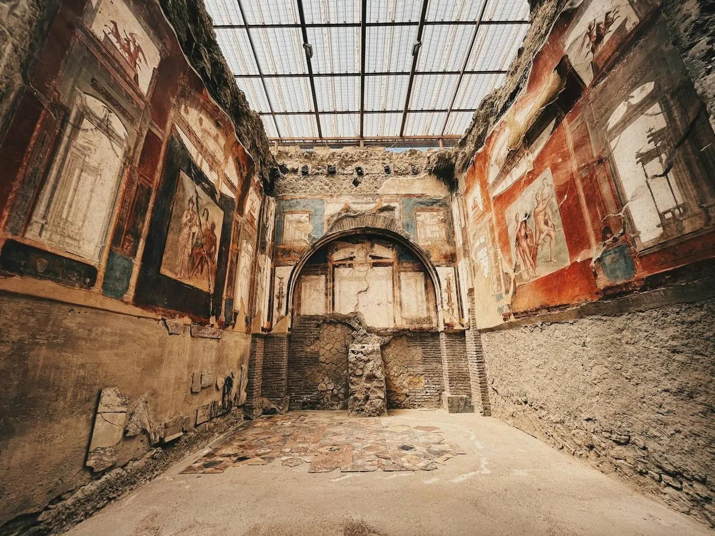 Stanza affrescata negli scavi di Ercolano